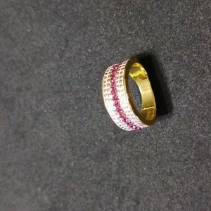 Womans Ring GP Costume 5 Pink Stones